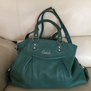 Large Green Leather Coach Hsndbag